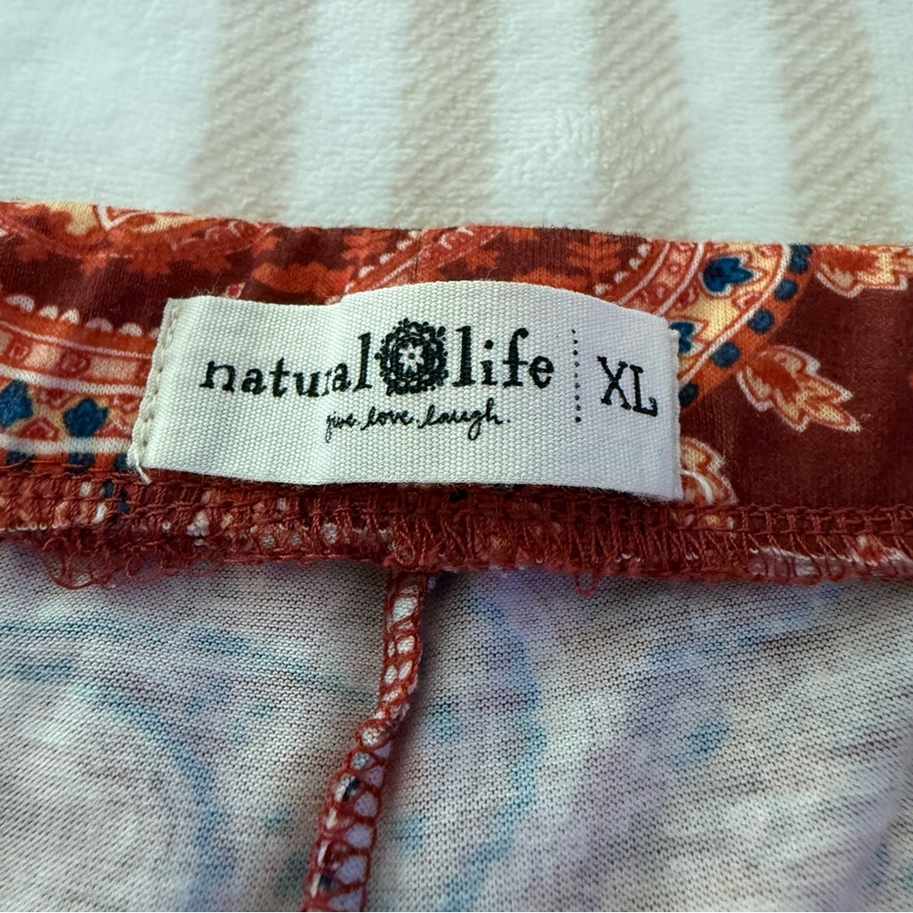 Natural Life Flare Pants Women’s Size XL Red Orange Paisley Print - Picture 3 of 13